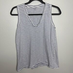 Madewell Sleeveless Tank Top Striped Purple White V Neck